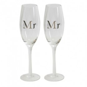 Amore Champagne Flutes Set of 2 - Mr & Mr 