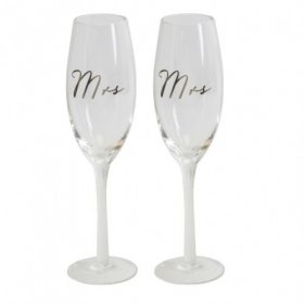 Amore Champagne Flutes Set of 2 - Mrs & Mrs 