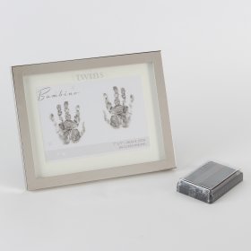 Bambino Silver Plated Handprint Frame with Ink Pad - Twins 