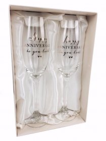 Amore Champagne Flutes Set of 2 - Happy Anniversary 