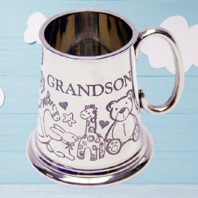 Baby Mug - Pewter Grandson - GIFT BOXED