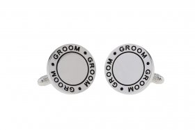 Cufflinks - Black Fill Wedding Cufflinks - Groom