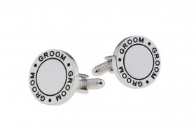 Cufflinks - Black Fill Wedding Cufflinks - Groom