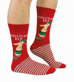 Cockney Spaniel S**tmas Elf Fun Cotton Christmas Socks (UK 6-11) 