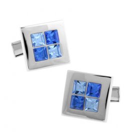 Cufflinks - Light & Dark Blue Inlay Square