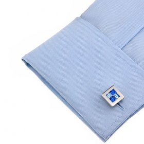 Cufflinks - Light & Dark Blue Inlay Square