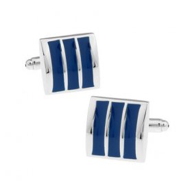 Cufflinks - Blue Striped Square