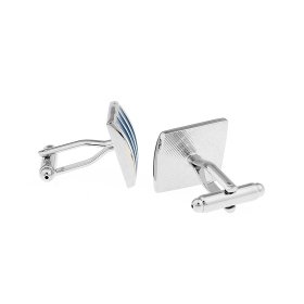 Cufflinks - Blue Striped Square