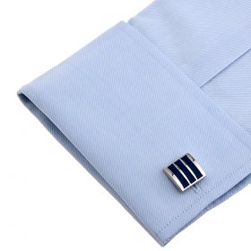 Cufflinks - Blue Striped Square