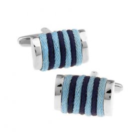 Cufflinks - Blue & Navy Wrapped Fabric