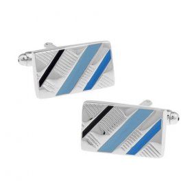 Cufflinks - Blue & Navy Stripes