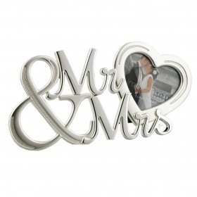 2 Tone Silver Plated Frame Mr & Mrs with Heart 