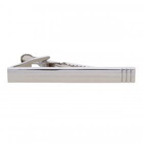  Tie Bar - Plain Silver with 3 Line Detail 54mm