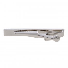  Tie Bar - Plain Silver with 3 Line Detail 54mm