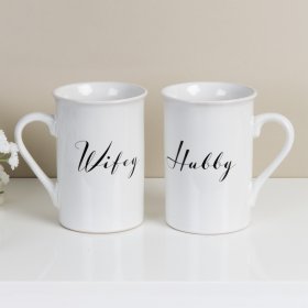 Amore Set of 2 Gift Mugs - Hubby & Wifey 