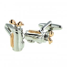 Cufflinks - Golf Bag and Clubs Silver & Rose Gold