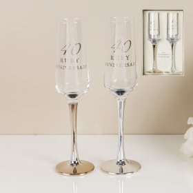 Amore Straight Champagne Flutes - 40th Anniversary