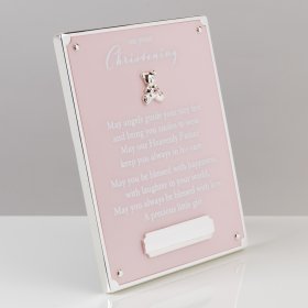 Bambino Pink 'On Your Christening' Plaque with Engraving Plate