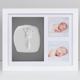 Bambino White Double Photo Frame & Clay Print Kit
