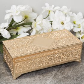 Sophia Gold Plated Trinket Box Oblong with Feet