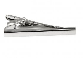  Tie Bar - Plain Silver Rounded 55mm