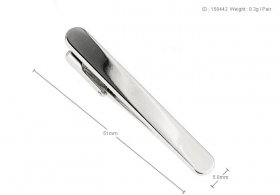  Tie Bar - Plain Silver Rounded Edges 50mm