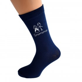 Wedding Socks  Navy Cartoon  - Groomsman