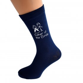 Wedding Socks  Navy Cartoon  - Father of the Bride