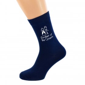 Wedding Socks  Navy Cartoon  - Brother of the Groom