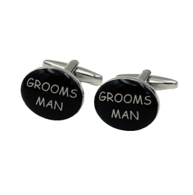 Cufflinks - Black Oval Groomsman