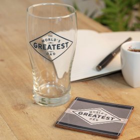 World's Greatest Dad Pint Glass & Coaster Gift Set