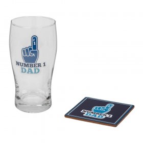 Number 1 Dad Pint Glass & Coaster Set