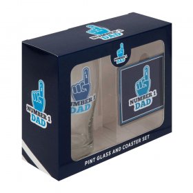 Number 1 Dad Pint Glass & Coaster Set