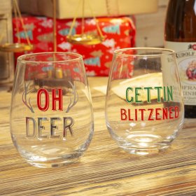  Set of 2 Tumblers Oh Deer & Getting Blitzened