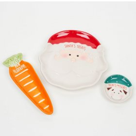  Set of 3 Treat Dishes Santa, Elf and Rudolph