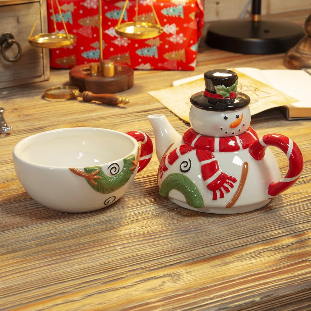 Snowman Stacking Christmas Teapot & Teacup Gift Set Gift Shop Online