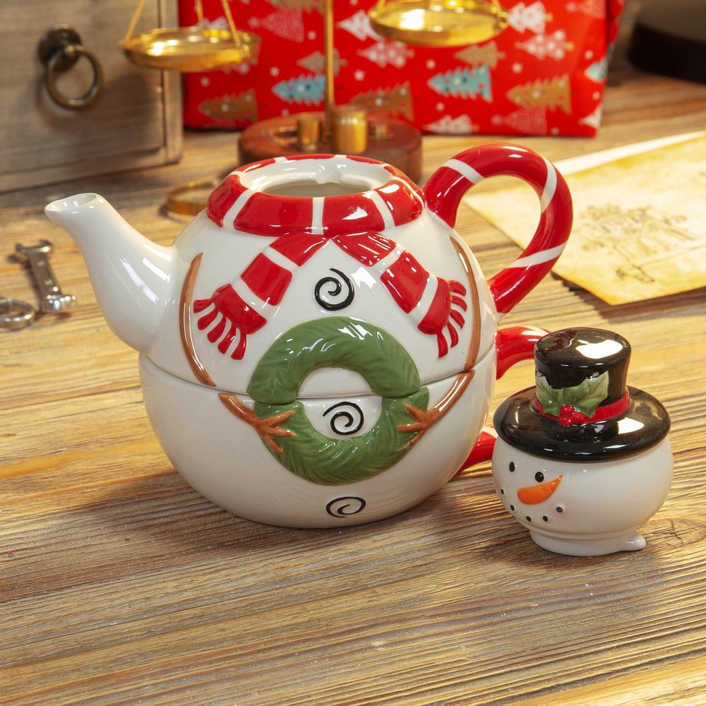 Snowman Stacking Christmas Teapot & Teacup Gift Set Gift Shop Online