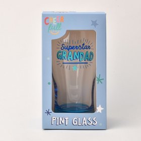 Cheerfull Pint Glass - Superstar Grandad