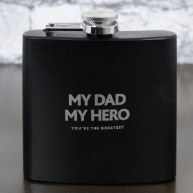 Hero Black Finish Rectangular Hipflask - My Dad