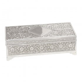 Sophia Silverplated Trinket Box - Floral Oblong