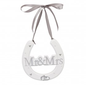 Amore Resin Wedding Horse Shoe White - Mr & Mrs 