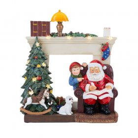 Santa Claus Sitting By The Fireplace Led Light Up Ornament