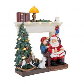Santa Claus Sitting By The Fireplace Led Light Up Ornament