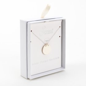  Sophia Silver Plated Necklace With Engravable Disc Pendant