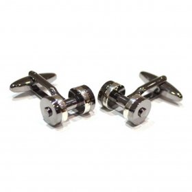 Cufflinks - Dumbbells Gunmetal Two Tone