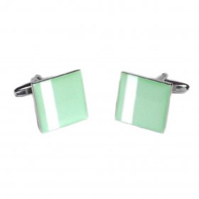 Cufflinks - Green with Off Centre White Stripe