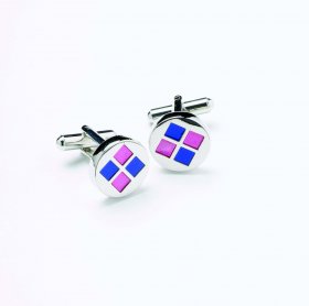 Cufflinks - Blue Pink Round