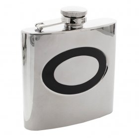 Hip Flask 6oz Stainless Steel 2 Tone Circle Cut