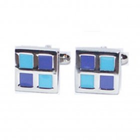 Cufflinks - Dark Blue and Light Blue Four Squares