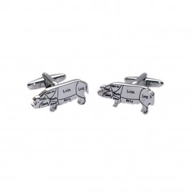 Cufflinks - Butchers Cuts of Pork Pig Chef 